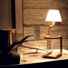 LAMPA STOŁOWA miedziana z abażurem SNAKE