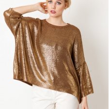 Zara Knit złoty sweter oversize