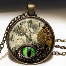 Steampunk - duży medalion z łańcuszkiem - Egginegg