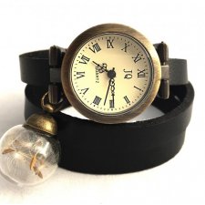 Skórzany zegarek z prawdziwymi nasionami dmuchawca - Egginegg