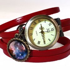 Carina Nebula - zegarek / bransoletka na skórzanym pasku - Egginegg
