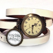 Winter is coming - zegarek / bransoletka na skórzanym pasku - Egginegg