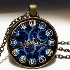 Steampunk'owy zegar - medalion z łańcuszkiem - Egginegg