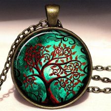 Czerwone drzewo - duży medalion z łańcuszkiem - Egginegg