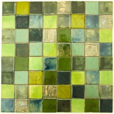 Kafle do łazienki malowana mozaika zielona