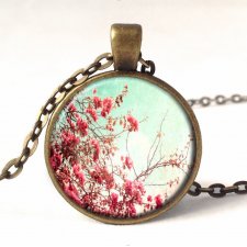 Retro kwiaty - medalion z łańcuszkiem - Egginegg