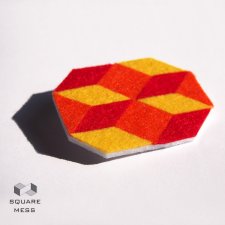Geometryczna żółto-pomarańczowa broszka z filcu