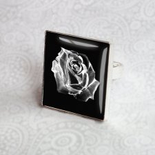 Unikatowy pierścień z grafiką- mystic rosa- mistyczna róża