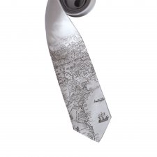 Krawat szeroki 8 cm z nadrukiem - mapa