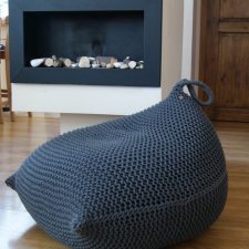 Puf, pufa ręcznie dziergana z grubego sznurka, handmade , homedesigne.
