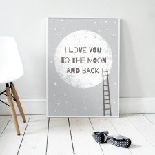 Plakat 50x70 cm "I love you to the moon and back | GRAY "