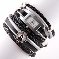 zegarek - bransoletka w kolorach czarno- srebrnym