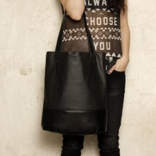 Shopper bag xl czarna na zamek