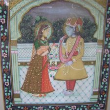 Paint On Silk na jedwabiu ręcznie malowany duży obraz  Northern India niezwykły obraz