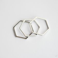 Rhodium Plated Hexagon Shape Ring