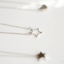 Rhodium Plated Open Star Necklace