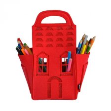 Domek z filcu na kredki - czerwony - przybornik