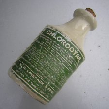 Chlorodyne w.h. laverack & sons ceramiczna kolekcjonerska butelka  z oryginalną nalepką
