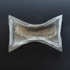 Szklany talerz patera z wcięciami SREBRO 24 x 17 cm
