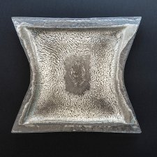 Szklany talerz patera z wcięciami SREBRO 37 x 33 cm
