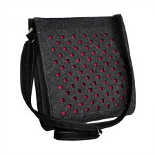 Mini bag listonoszka - różowy ażur - grafitowa