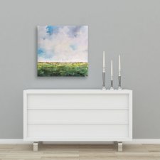 Impresja - Krajobraz 01 - obraz ręcznie malowany na płótnie 70x70 x 3 cm (szeroki bok)