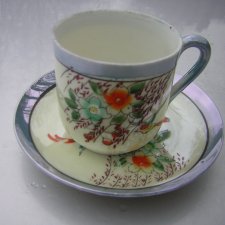 hand painted japan porcelanowy zestaw filiżanka  i spodek