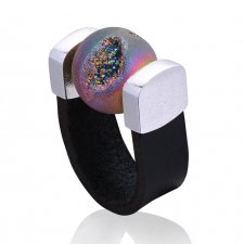 Pierścionek Agate Druzy Rainbow Ring in Silver