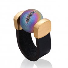 Pierścionek Agate Druzy Rainbow Ring in Gold