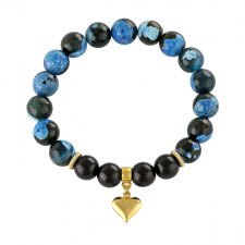 Black & blue agate with heart pendant.