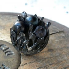 czarne perły - pierścionek