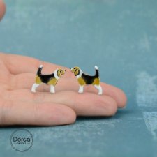 Beagle mini pieski-  ceramiczne kolczyki