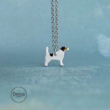 Jack russell terrier tricolor mini zawieszka- ceramiczny naszyjnik
