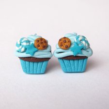 Turkusowe Niebieskie Kolczyki Ciastka Muffinki Cupcake
