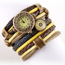 Zegarek- bransoletka retro, żółto- brązowy