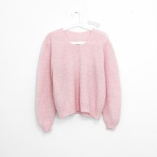Pudrowy wełniany sweter bomber, vintage
