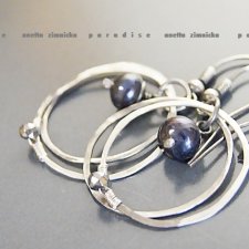 SREBRO, kolczyki , czarne perły