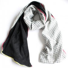 Dwustronny szal vintage z  lamówką welur