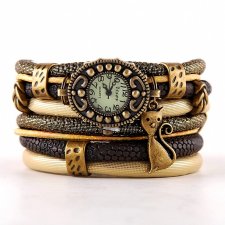 Zegarek- bransoletka retro z kotem