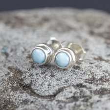 larimar w srebrze - kolczyki wkrętki