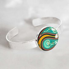 PAISLEY bransoleta z dużym oczkiem szklanym z grafiką za szkłem