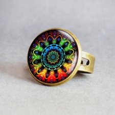 mandala Pierścionek z grafiką w szkle