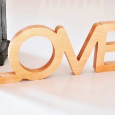 Drewniany napis LOVE stojący, z litego drewna, na ślub, stół weselny, prezent ślubny