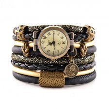 Zegarek- bransoletka złoto- czarny z monetą