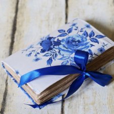 Notes pamiętnik shabby chic ręcznie robiony Niebieskie Róże