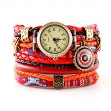 Zegarek brasnoeltka w stylu boho, w odcieniach czerwieni