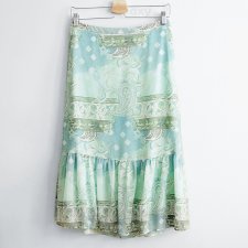 WYPRZ: PASTELOWA, MIĘTOWA SPÓDNICA Z FALBANĄ, BOHO, ETNO, HIPPIE