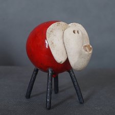 słoń ceramiczny czerwony figurka