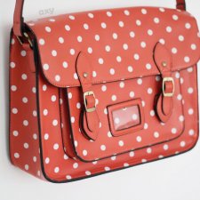 Ruda torba listonoszka w grochy, retro vintage