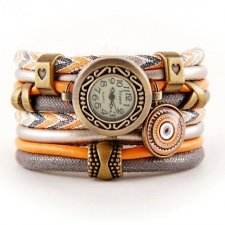 Zegarek- bransoletka w kolorach pomarańczowym i szarym